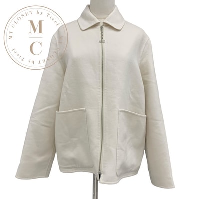 エルメス HERMES アウター ブルゾン ジャケット シェーヌダンクル カシミヤ ホワイト