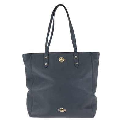 美品 COACH コーチ ネイビー ゴールド金具 レザー トートバッグ ショルダーバッグ 603163 【中古】