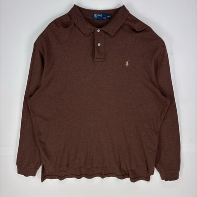 古着 ポロバイラルフローレン Polo by Ralph Lauren 長袖シャツ 刺繍 ワンポイント 大きいサイズ ポロシャツ 2XL ブラウン系 メンズ