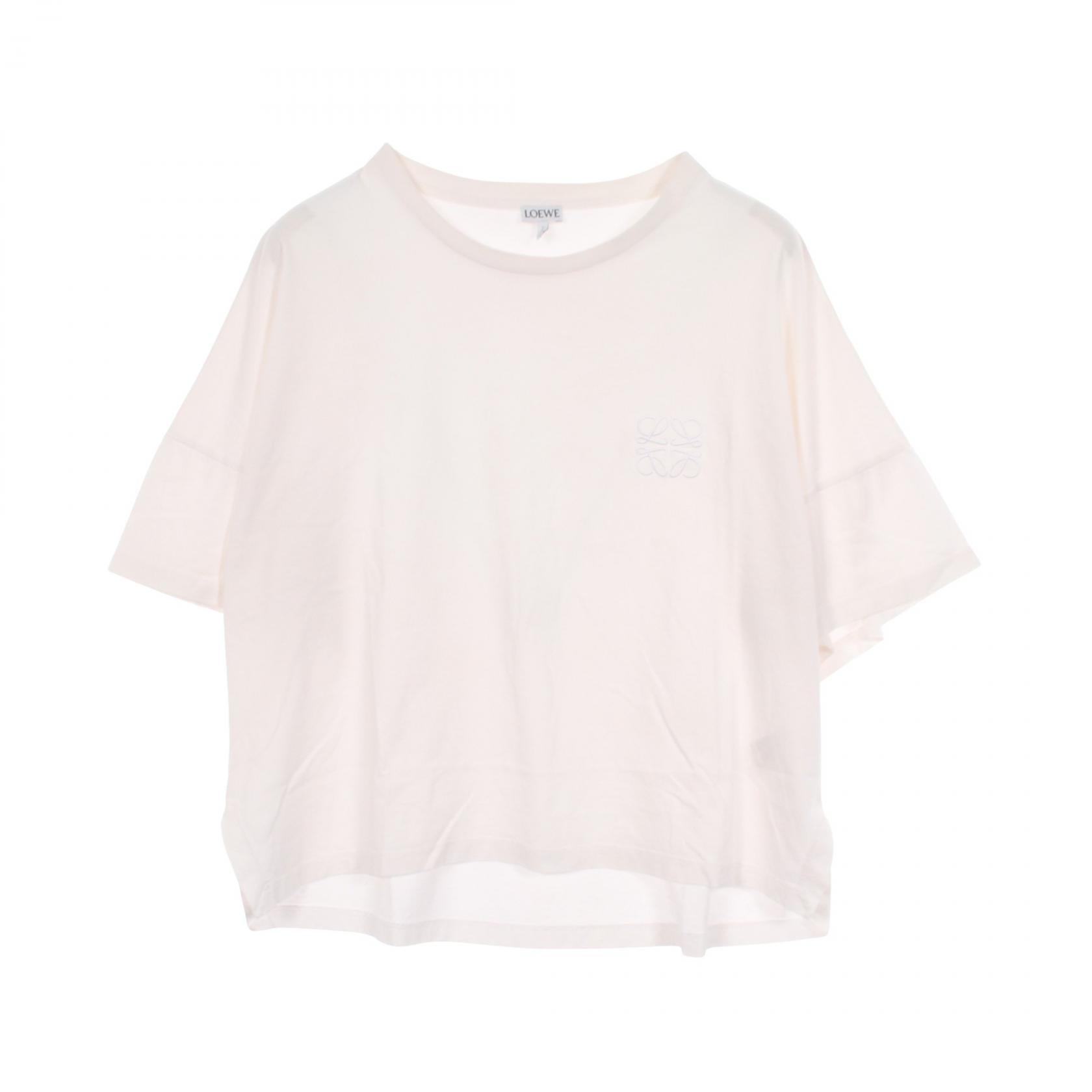 ロエベ LOEWE アナグラム刺繍 半袖Tシャツ 衣料品 トップス コットン レディース ホワイト系 【中古】