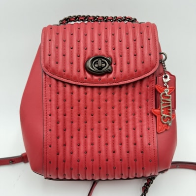 COACH(コーチ)パーカー レザー バックパック/リュックサック レッド スタッズ キルティング チェーンストラップ レディース 2WAY仕様 H1897-76882