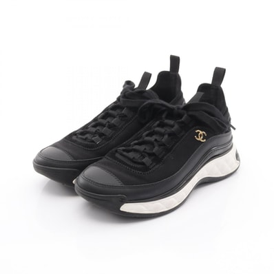 シャネル CHANEL ココマーク スニーカー 靴 レザー スウェード ファブリック レディース ブラック系 G35617 【中古】
