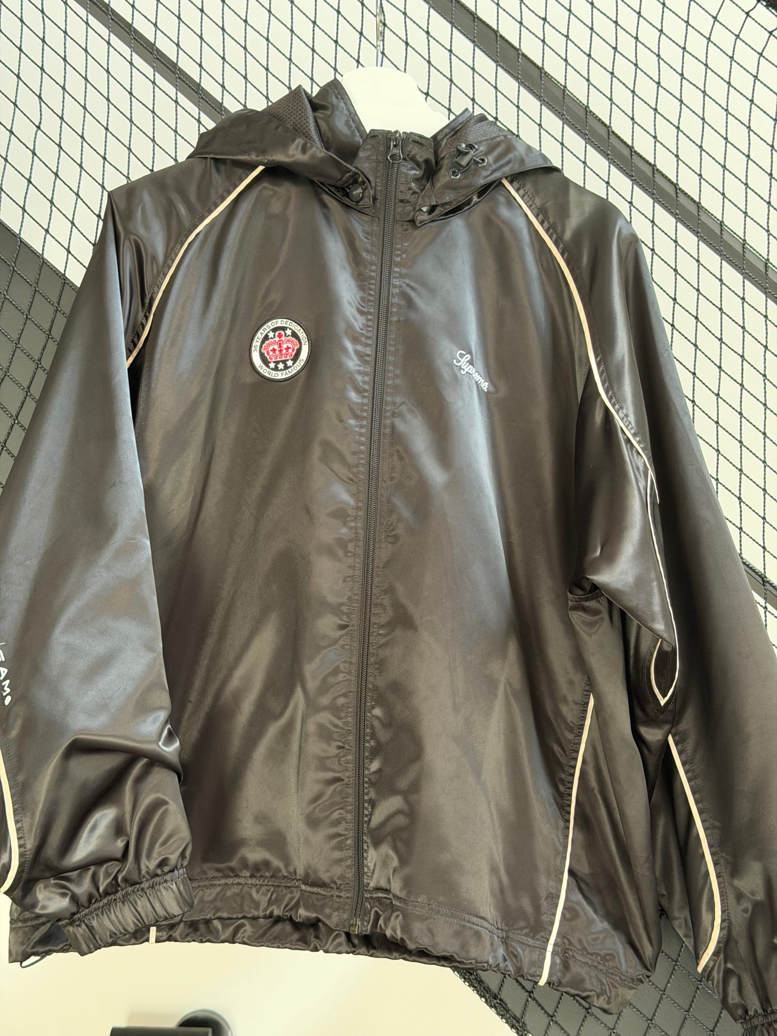 Supreme Satin Hooded Track Jacket "Black"