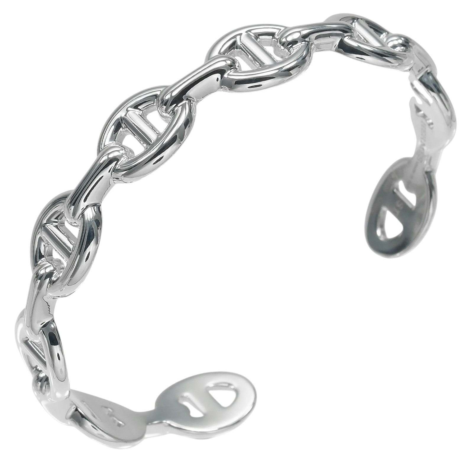 Hermes Chaine D'ancre Enchainee Bracelet Bangle "Silver"
