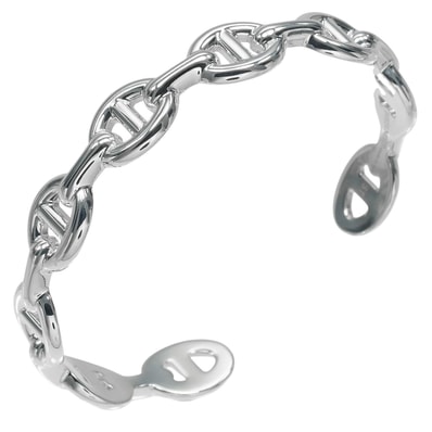 Hermes Chaine D'ancre Enchainee Bracelet Bangle "Silver"