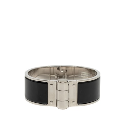 エルメス シャニエール ブレスレット バングル シルバー ブラック ノワール メタル エナメル レディース HERMES 【中古】