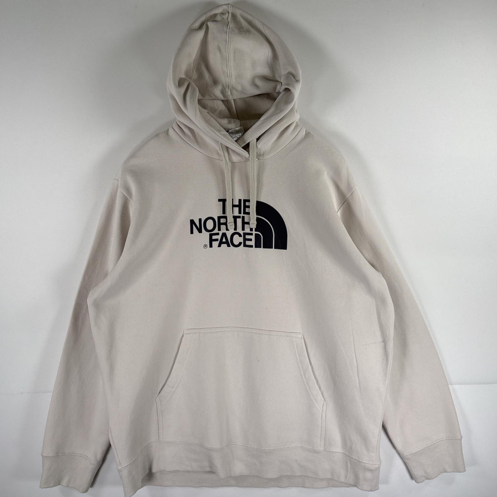 古着 ザ・ノースフェイス THE NORTH FACE パーカー スウェット フーディ プルオーバー アウトドア ビッグロゴ XL ホワイト メンズ