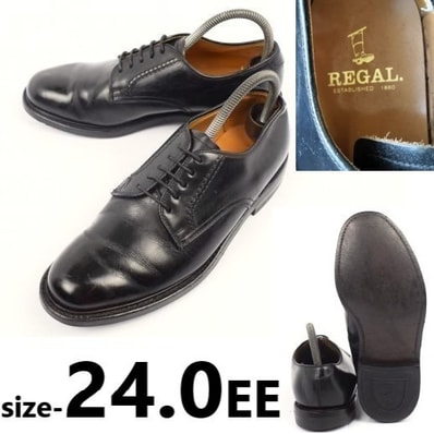 80s-90s?Vintage★リーガル/REGAL★グッドイヤー製法/ずっしり本革/プレーントゥ【24.0EE/黒】ビジネス/leather/dress/shoes/靴◆b20A200