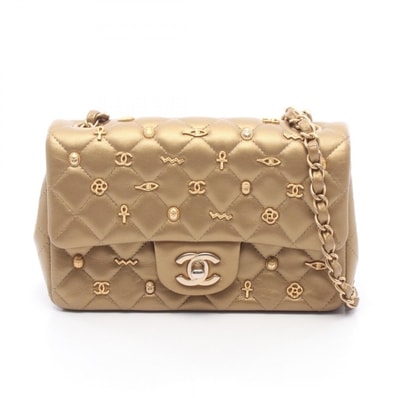 シャネル CHANEL ミニマトラッセ20 ショルダーバッグ バッグ レザー レディース ゴールド系 A69900 【中古】