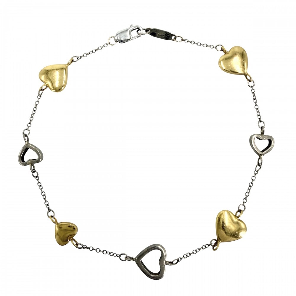 TIFFANY&Co. ティファニー ブレスレット マルチハート アクセサリー ジュエリー 18金YG WG Au750 K18イエローゴールド  K18ホワイトゴールド   レディース 約7.9g【中古品】