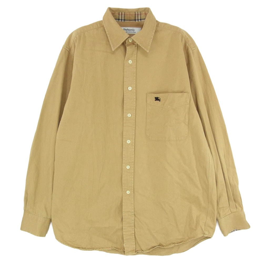 BURBERRY バーバリー 英国製 カフス裏ノバチェック ロングスリーブ ワンポイント 長袖 シャツ ブラウン系 L【中古】