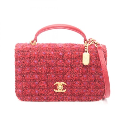 シャネル CHANEL マトラッセ ミニ 2WAY ショルダーバッグ バッグ ファブリック レザー レディース レッド系 【中古】