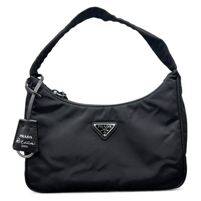 PRADA 極美品 プラダ Re-Edition 2000 リエディション RE-NYLON リナイロン ハンドバッグ 1NE515 RFID確認済 ナイロン ブラック トライアングルロゴ 三角プレート ロゴプレート Aランク 鑑定済 中古 プラダバッグ