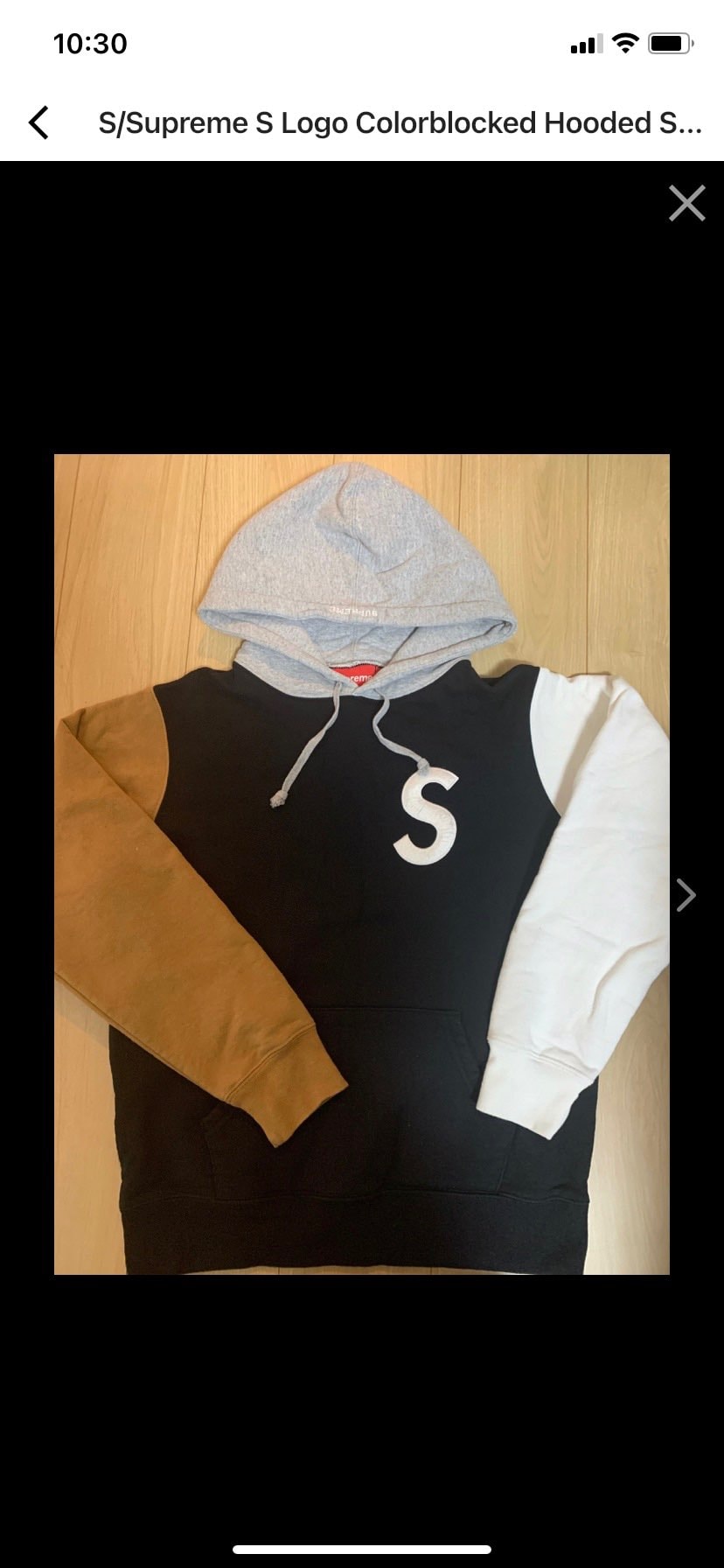 Supreme S Logo Colorblocked Hooded Sweatshirt "Black"