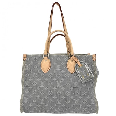 LOUIS VUITTON ルイヴィトン 2WAY オンザゴーMM ハンドバッグ トートバッグ 肩掛け M13189 モノグラムデニム ウォッシュドグレー ゴールド金具 レディース【中古品】