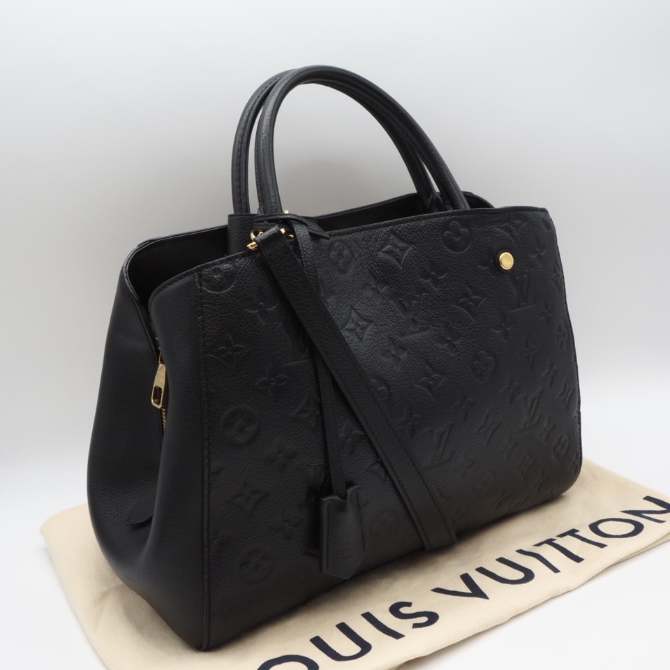 美品 LOUIS VUITTON ルイ・ヴィトン モノグラム アンプラント モンテーニュ MM ノワール M41048 2wayショルダーバッグ ブラック レザー レディース