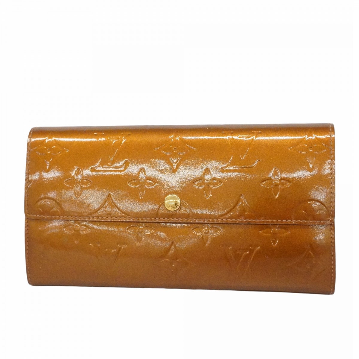 【6db0908-k】ルイヴィトン 長財布 ヴェルニ ポシェットポルトモネクレディ M91174 ブロンズ【中古】レディース