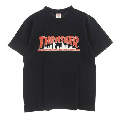 Supreme シュプリーム Tシャツ 21AW × Thrasher Skyline Tee スラッシャー スカイライン 半袖 Tシャツ ブラック系 M【新古品】【未使用】【中古】