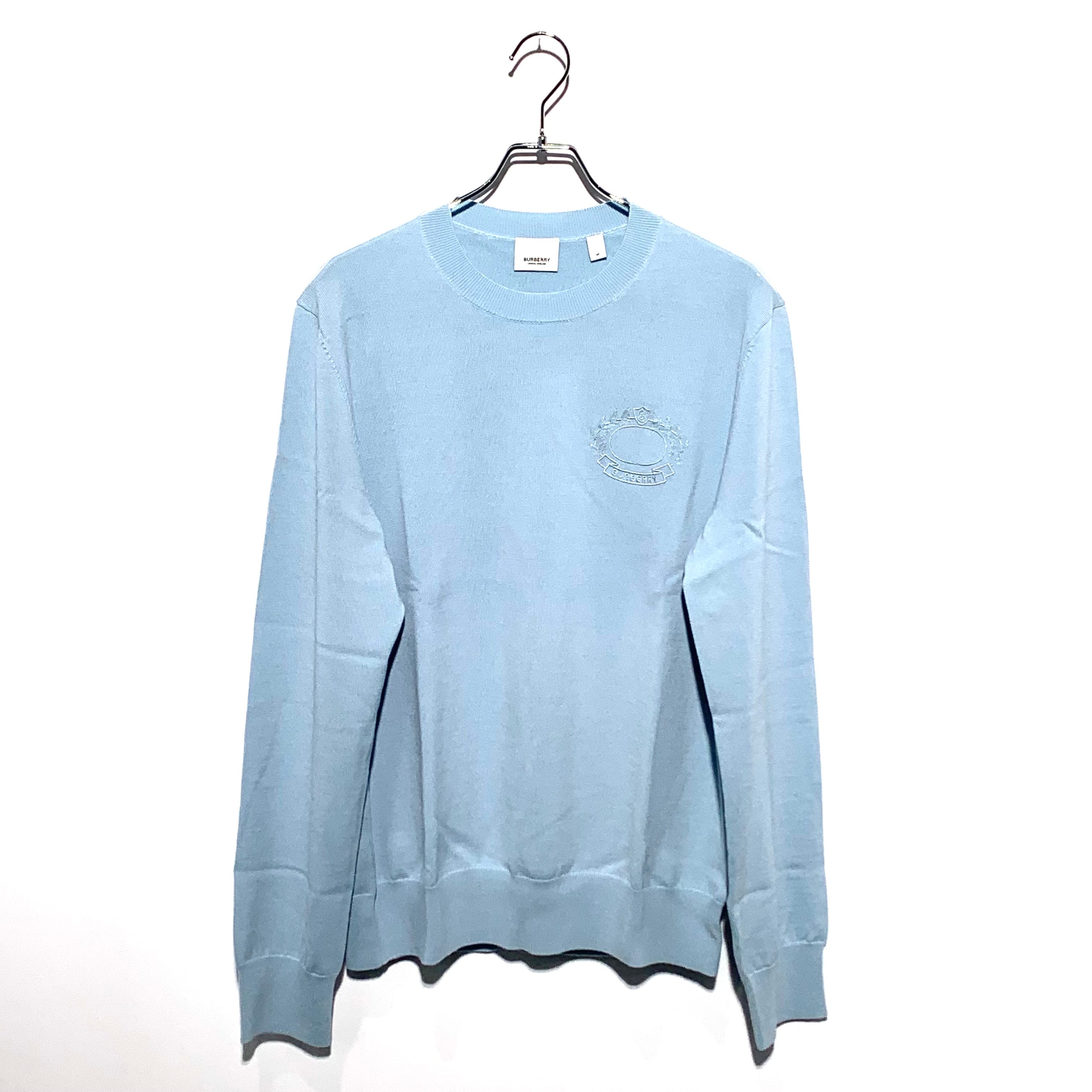 Burberry Wool Crew Neck Pullover Knit Blue