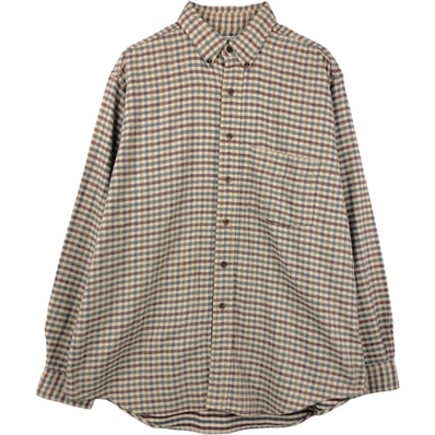 古着 エルエルビーン L.L.Bean 長袖 ボタンダウン ライトネルチェックシャツ カナダ製 メンズL相当/eaa650503