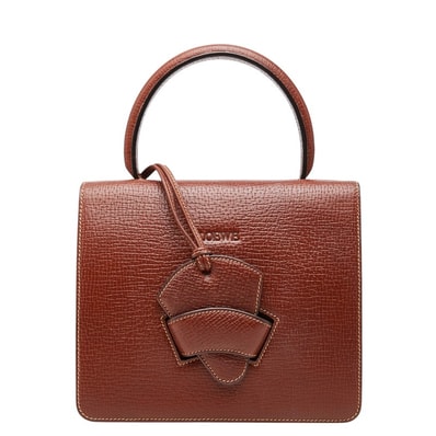 ロエベ バルセロナ ハンドバッグ ブラウン レザー レディース LOEWE 【中古】