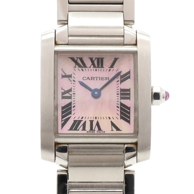 【6wib0097】カルティエ タンクフランセーズ SM W51028Q3 ピンク文字盤【中古】腕時計 レディース