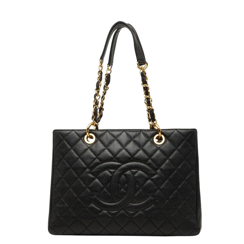 シャネル ココマーク マトラッセ GST チェーン トートバッグ ショルダーバッグ ブラック キャビアスキン レディース CHANEL 【中古】