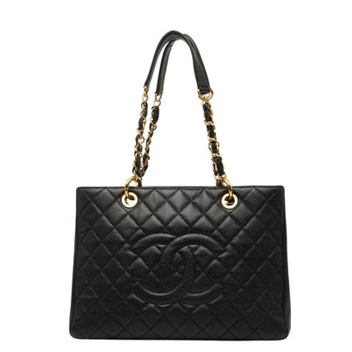 シャネル ココマーク マトラッセ GST チェーン トートバッグ ショルダーバッグ ブラック キャビアスキン レディース CHANEL 【中古】