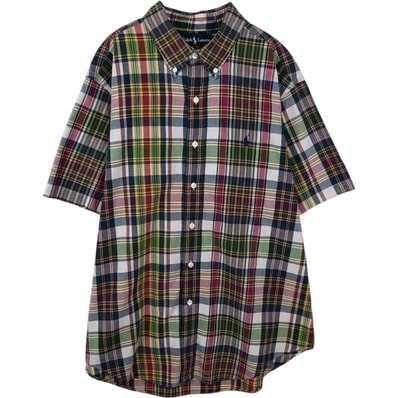 古着 ラルフローレン Ralph Lauren CLASSIC FIT 半袖 ボタンダウン チェックシャツ メンズXL相当/eaa643981