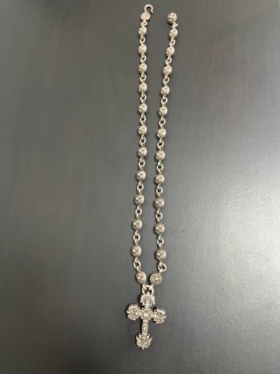 Chrome Hearts Filigree Cross XS Cross Ball Chain Necklace "Silver"