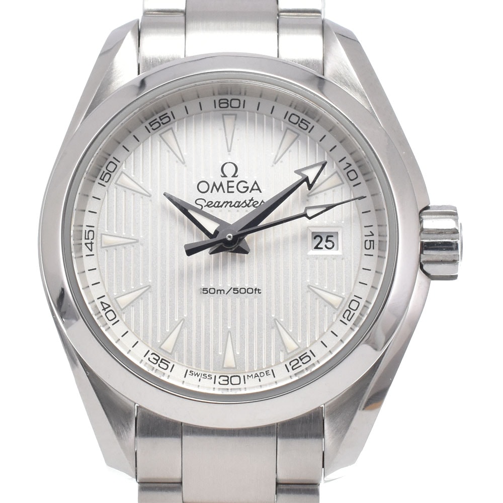 オメガ OMEGA 231.10.30.60.02.001 シーマスター アクアテラ デイト シルバー クォーツ レディース 美品 腕時計 I#150566