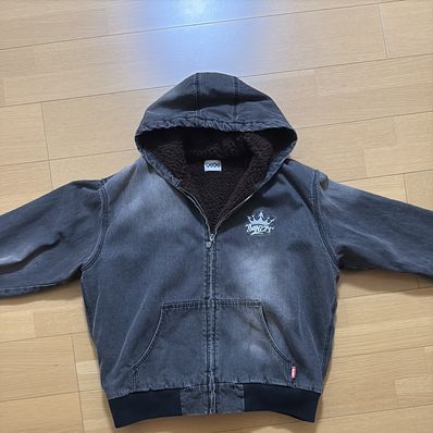 9090 King Logo Slub Denim Zip Hoodie "DARK BROWN"