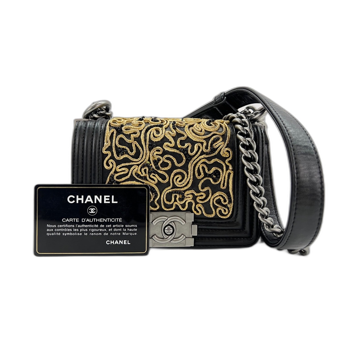 シャネル CHANEL ミニボーイシャネル ショルダーバッグ ラムスキン【中古】