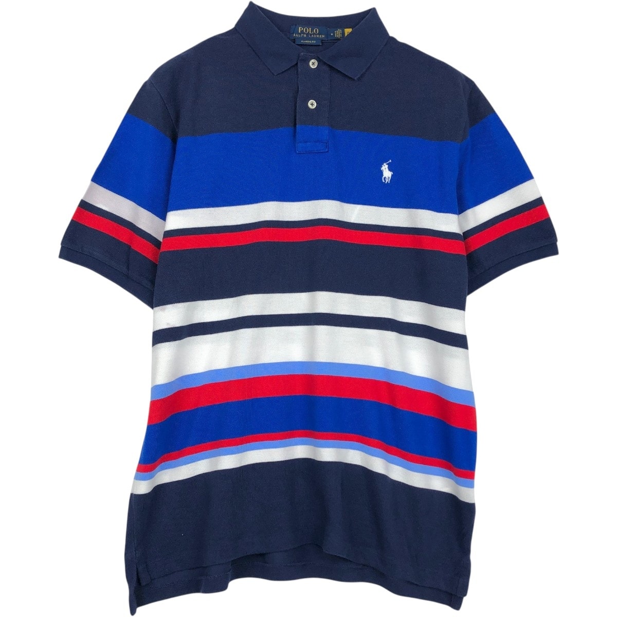 古着 ラルフローレン Ralph Lauren POLO RALPH LAUREN CLASSIC FIT マルチボーダー 半袖 ボーダー ポロシャツ メンズM相当/eaa656509