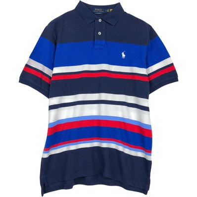 古着 ラルフローレン Ralph Lauren POLO RALPH LAUREN CLASSIC FIT マルチボーダー 半袖 ボーダー ポロシャツ メンズM相当/eaa656509
