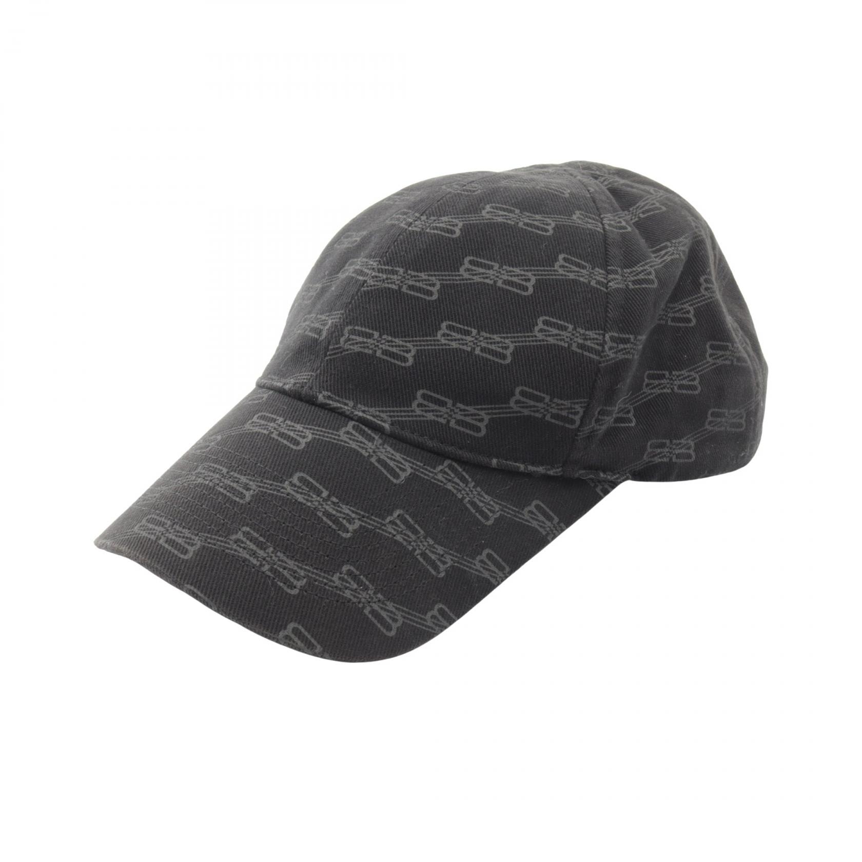 バレンシアガ BALENCIAGA BBモノグラム キャップ 帽子 コットン メンズ レディース ブラック系 【中古】