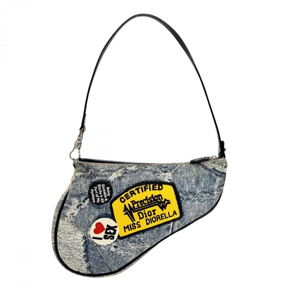 Christian Dior クリスチャンディオール ハンドバッグ ミス・ディオレラ サドルバッグ キャンバス  レザー   マルチカラー シルバー金具 レディース【中古品】
