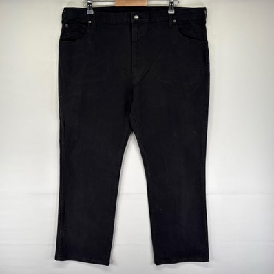 古着 ディッキーズ Dickies ダック パンツ ワンポイントロゴ 5ポケット ジッパーフライ 大きいサイズ W42 L30 ブラック系 メンズ