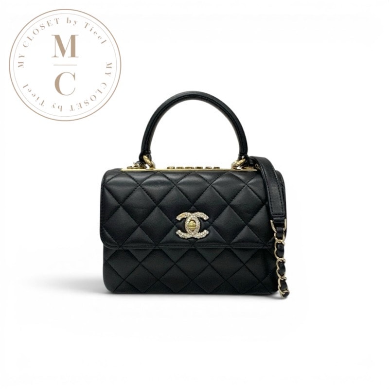 シャネル CHANEL バッグ ショルダーバッグ ブラック ゴールド トップハンドル マトラッセ ココマーク ラインストーン ターンロック チェーン ロゴ ラムスキン