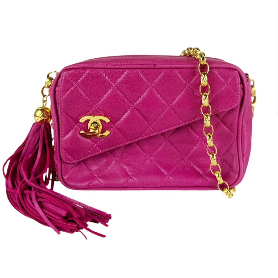 シャネル CHANEL ショルダーバッグ ラムスキン マゼンタ ゴールド レディース【中古】 z10993
