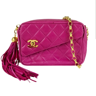 シャネル CHANEL ショルダーバッグ ラムスキン マゼンタ ゴールド レディース【中古】 z10993