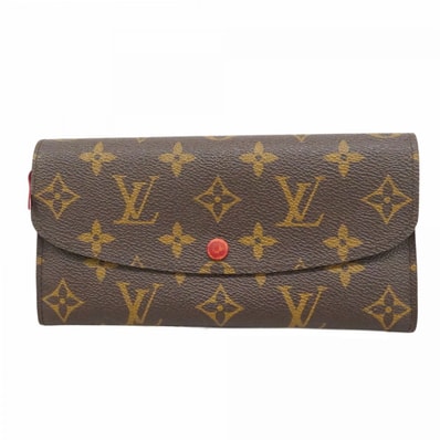 【6dd5082】ルイヴィトン 長財布 モノグラム ポルトフォイユエミリー M60136 ルージュ【中古】レディース