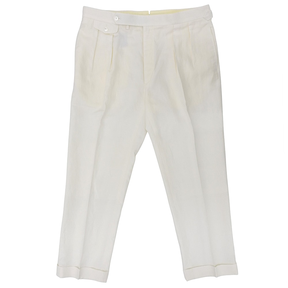 ラルフローレン パープルレーベル 美品 Gregory ハンドテーラード トラウザー シンチバック 白 36 798928131003 36