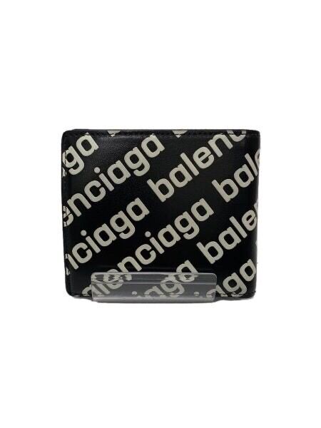 BALENCIAGA Cash Square Folded Coin Wallet In Reflective Printed Shiny Smooth Calfskin "Black"