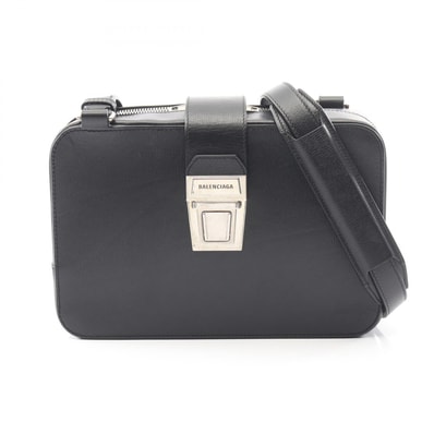 バレンシアガ BALENCIAGA タック ショルダーバッグ バッグ レザー レディース ブラック系 637881 【中古】