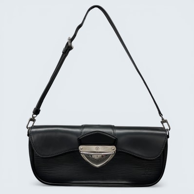 LOUIS VUITTON 美品 ルイヴィトン ポシェット モンテーニュ エピ ノワール 2way ショルダーバッグ クラッチバッグ M59292 レザー TH4008 ブラック ワンショルダー LV ヴィトン ABランク 中古 鑑定済 ヴィトンバッグ