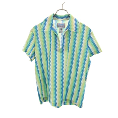 DIESEL ディーゼル 総柄 半袖 スキッパーカラー シャツ M 黄緑