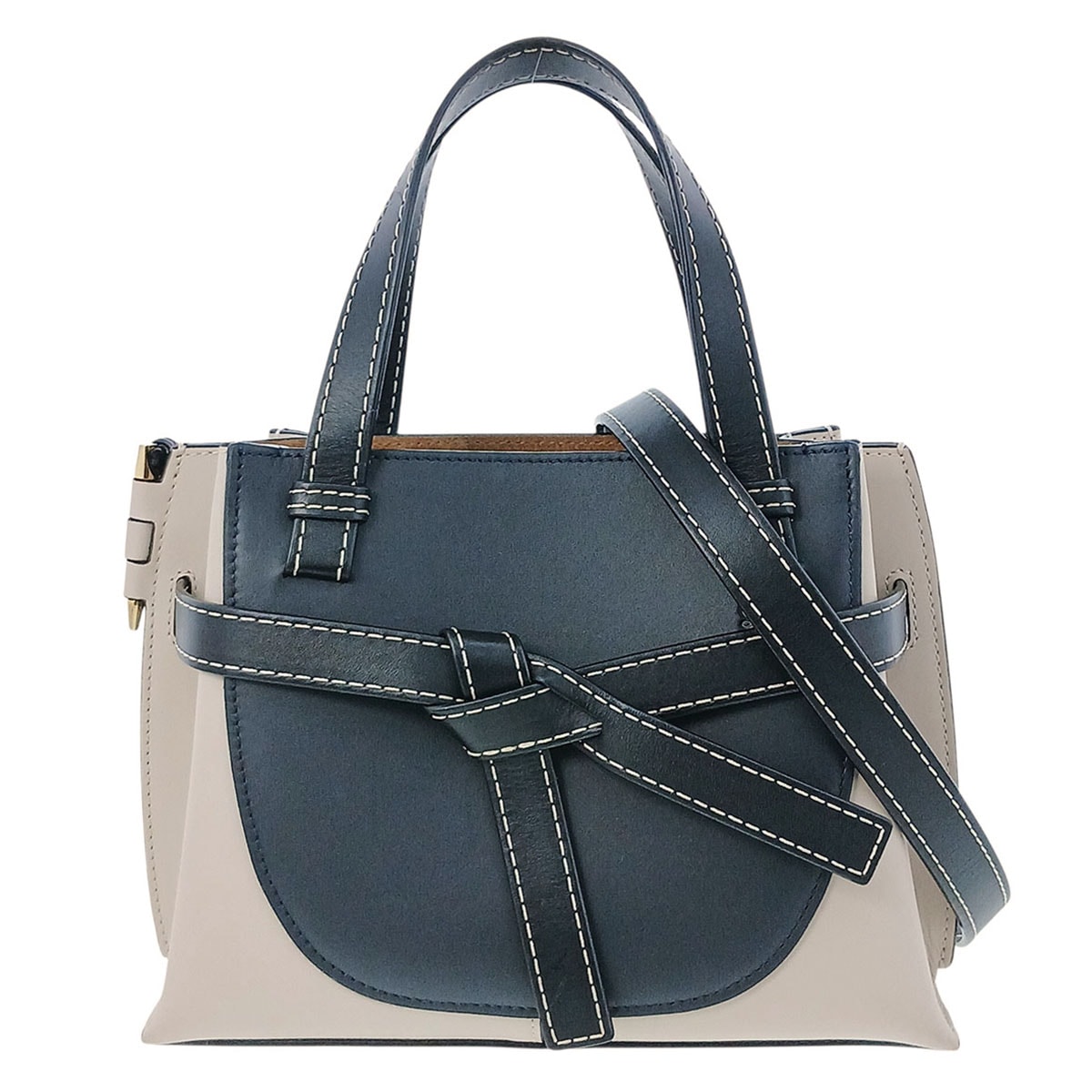 LOEWE ロエベ ゲートトップ ハンドルバッグ ミニ ハンドバッグ レザー ブラック ベージュ レディース【中古】