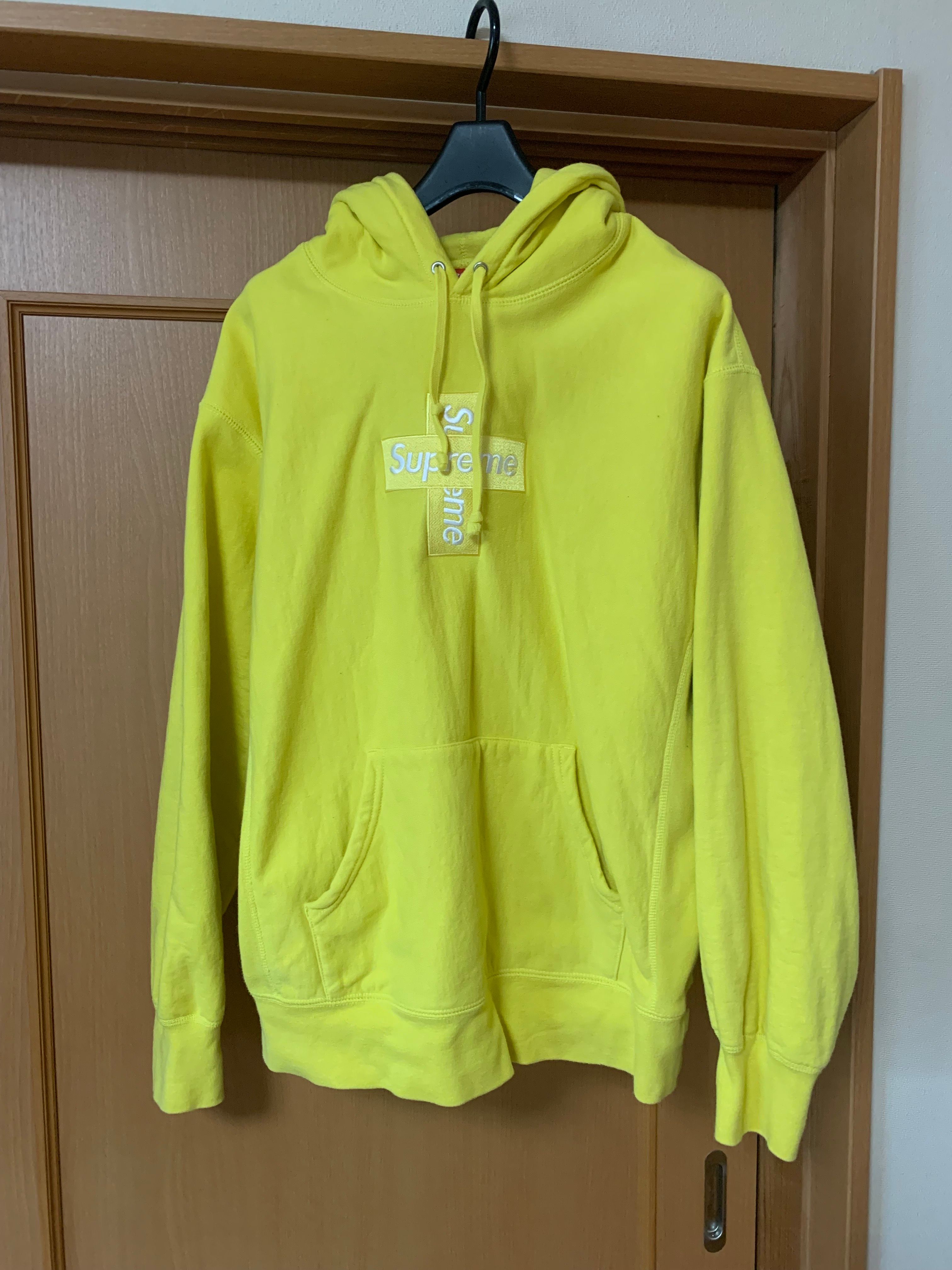 Supreme Cross Box Logo Hooded Sweatshirt "Yellow"