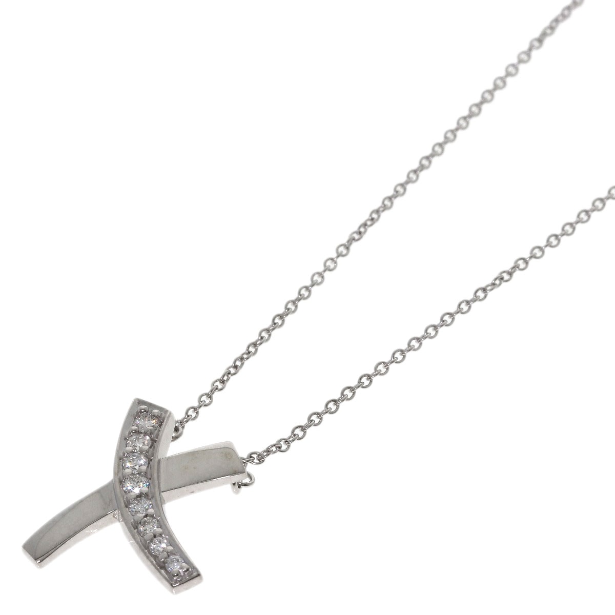 TIFFANY&Co. ティファニー キス ダイヤモンド ネックレス K18WG レディース [中古]